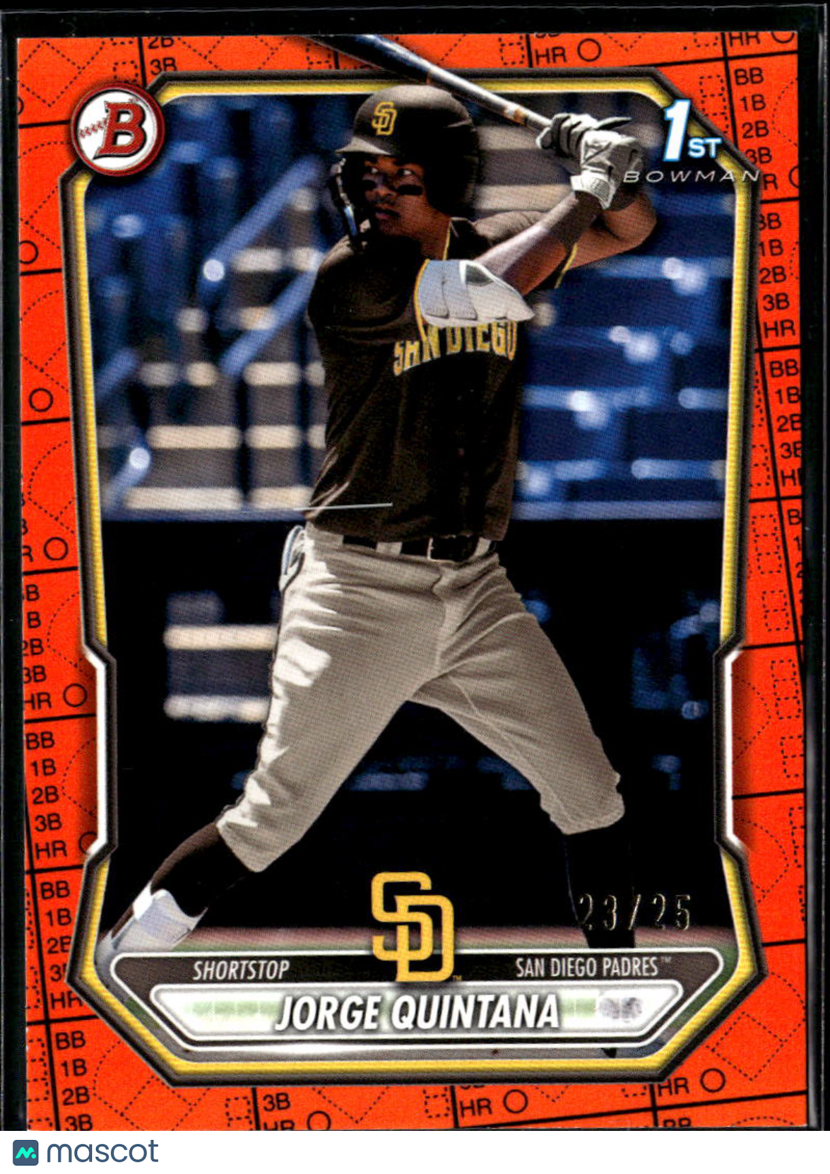Jorge Quintana 2025 Bowman 1st Orange Rookie RC 23/25 San Diego Padres