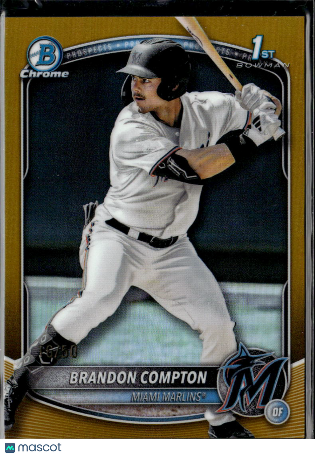 Brandon Compton 2025 Bowman Chrome 1st GOLD Refractor 16/50 Miami Marlins