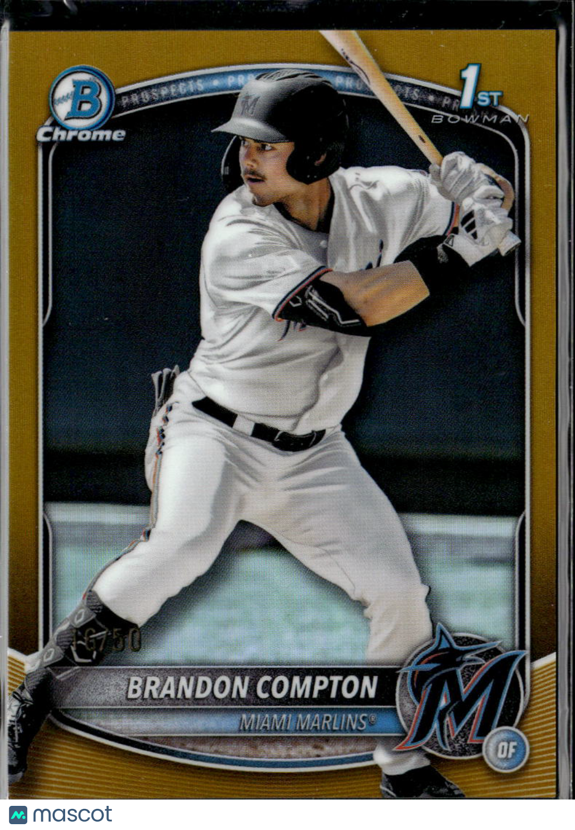Brandon Compton 2025 Bowman Chrome 1st GOLD Refractor 16/50 Miami Marlins