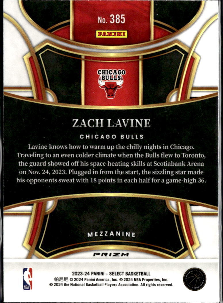 Zach LaVine 2023-24 Select Mezzanine Zebra Prizm SSP Chicago Bulls