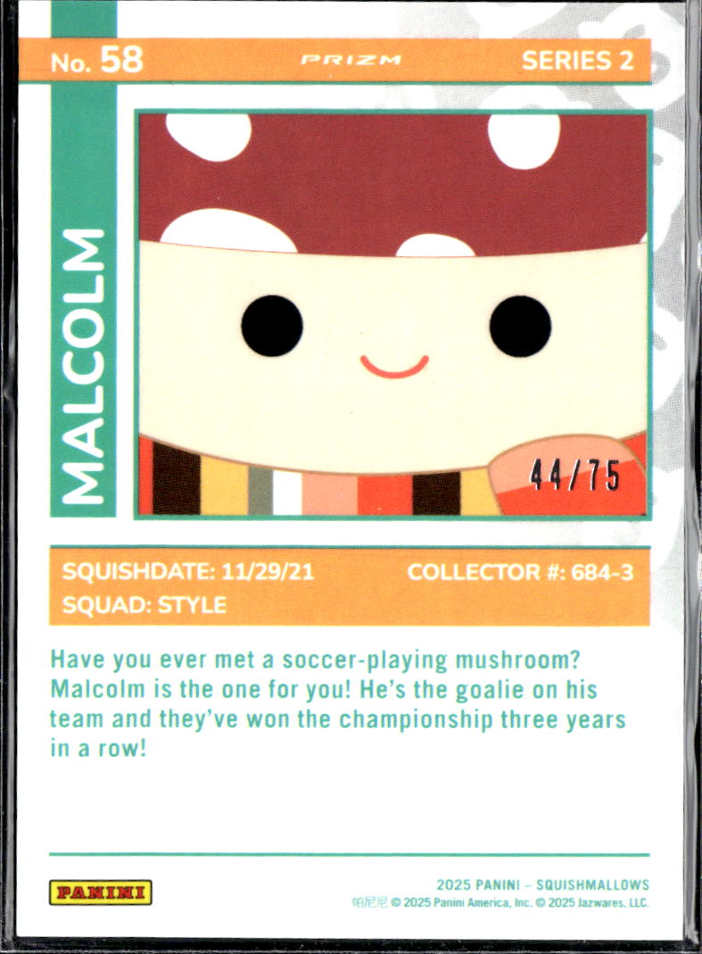 Malcolm 2023 Panini Prizm Squishmallows Series 2 44/75 #58