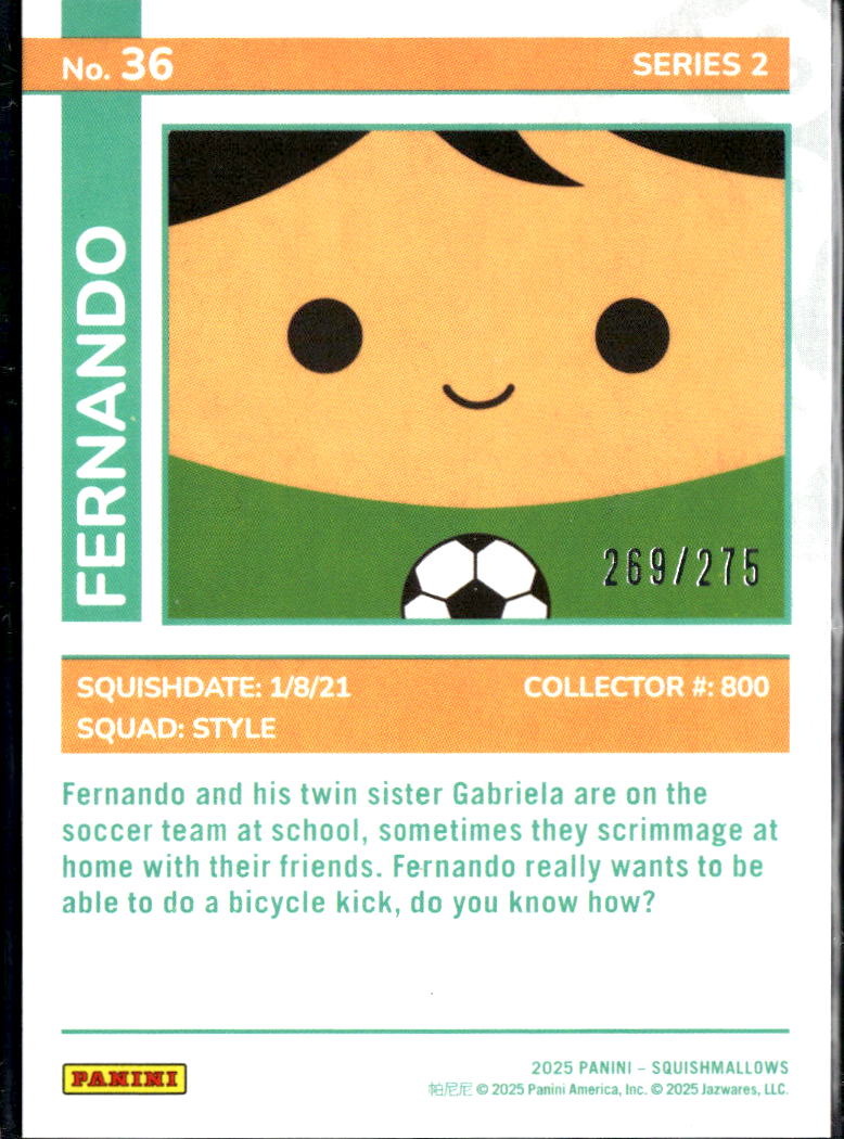 Fernando 2025 Panini Squishmallows Series 2 269/275  #36