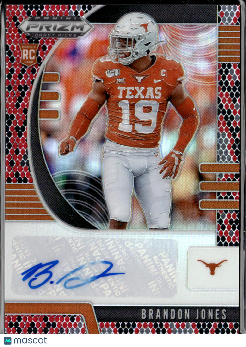 Brandon Jones 2020 Prizm Draft Picks Snakeskin Auto Autograph RC Texas Longhorns