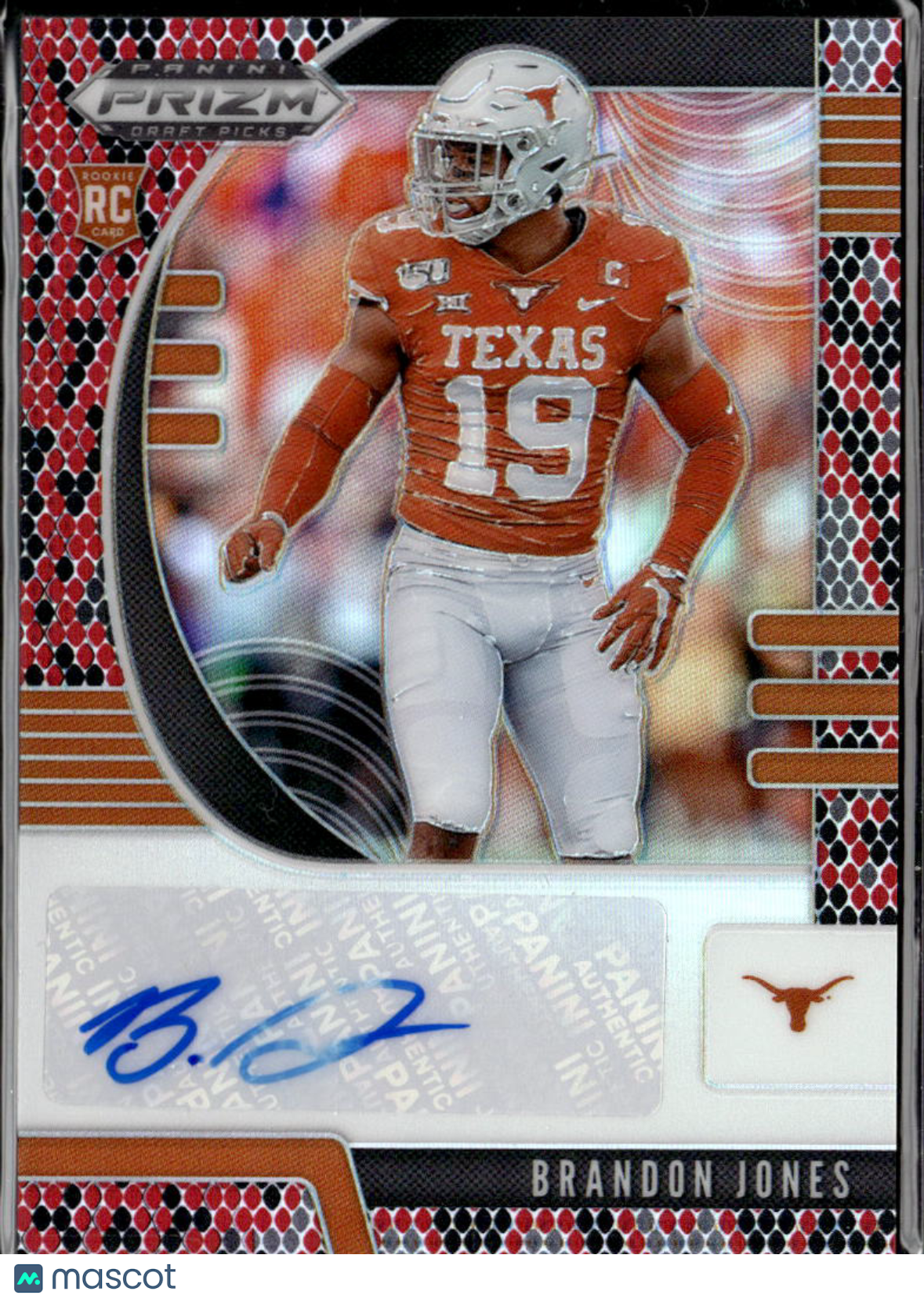 Brandon Jones 2020 Prizm Draft Picks Snakeskin Auto Autograph RC Texas Longhorns
