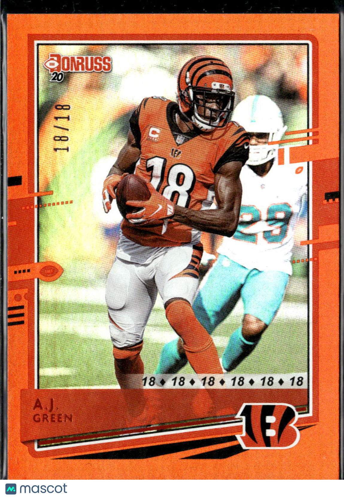 A.J. Green 2020 Donruss Orange Jersey Number 18/18 Cincinnati Bengals