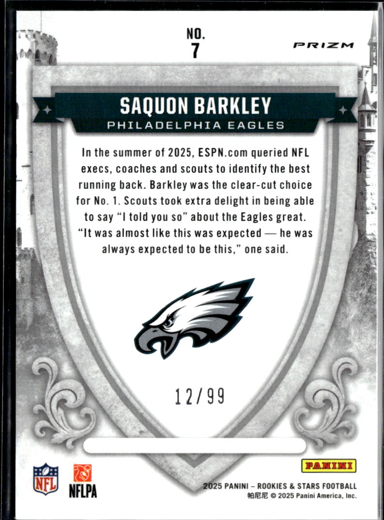 Saquon Barkley 2025 Rookies & Stars Crusade Red Prizm 12/99 Philadelphia Eagles