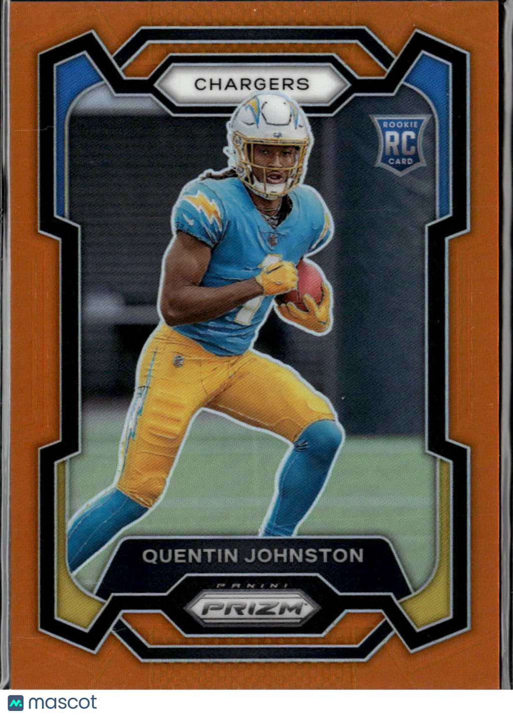 Quentin Johnston 2023 Prizm Orange Prizm Rookie RC 72/249 Los Angeles Chargers