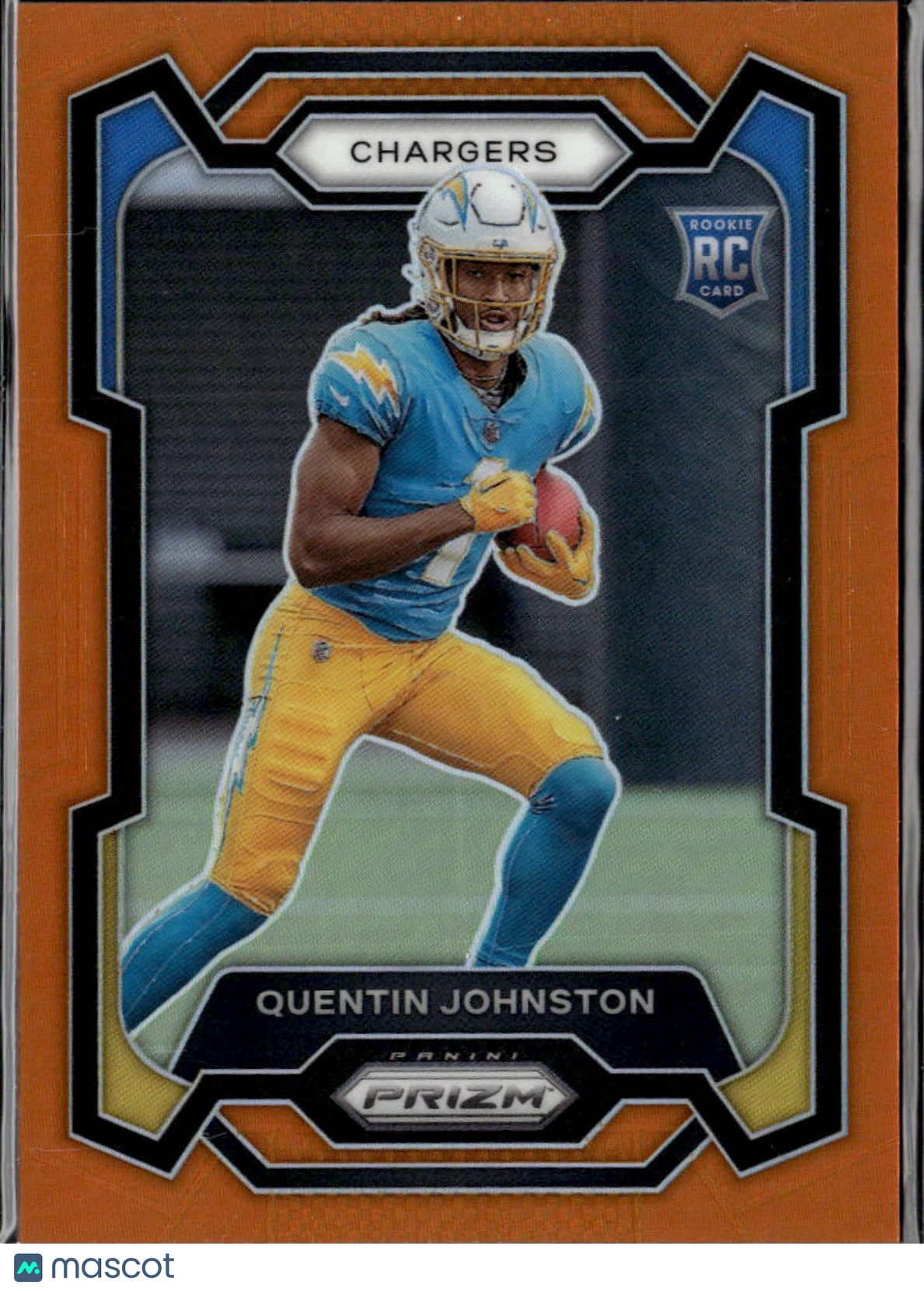 Quentin Johnston 2023 Prizm Orange Prizm Rookie RC 72/249 Los Angeles Chargers
