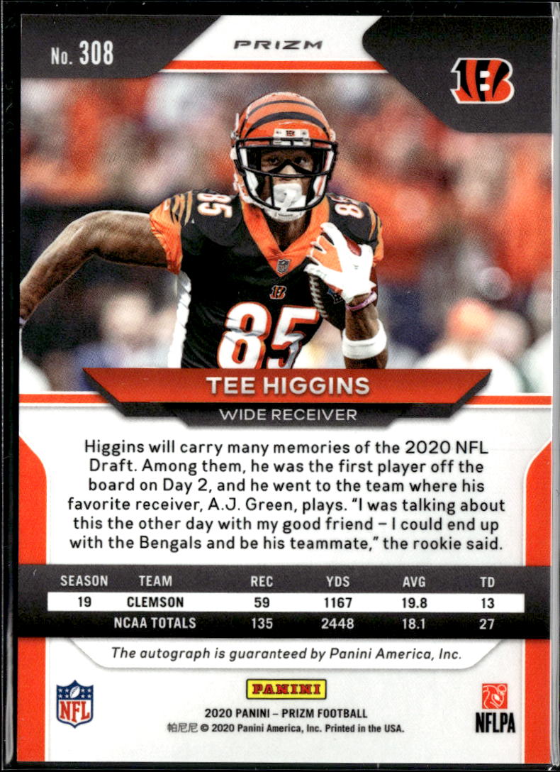 Tee Higgins 2020 Prizm Auto Autograph RC Silver Cincinnati Bengals