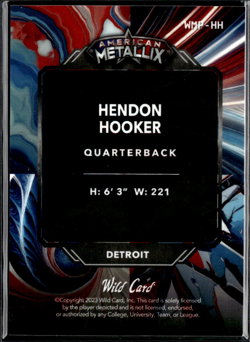 Hendon Hooker 2023 Wild Card American Metallix Rookie RC 1/1 Detroit Lions