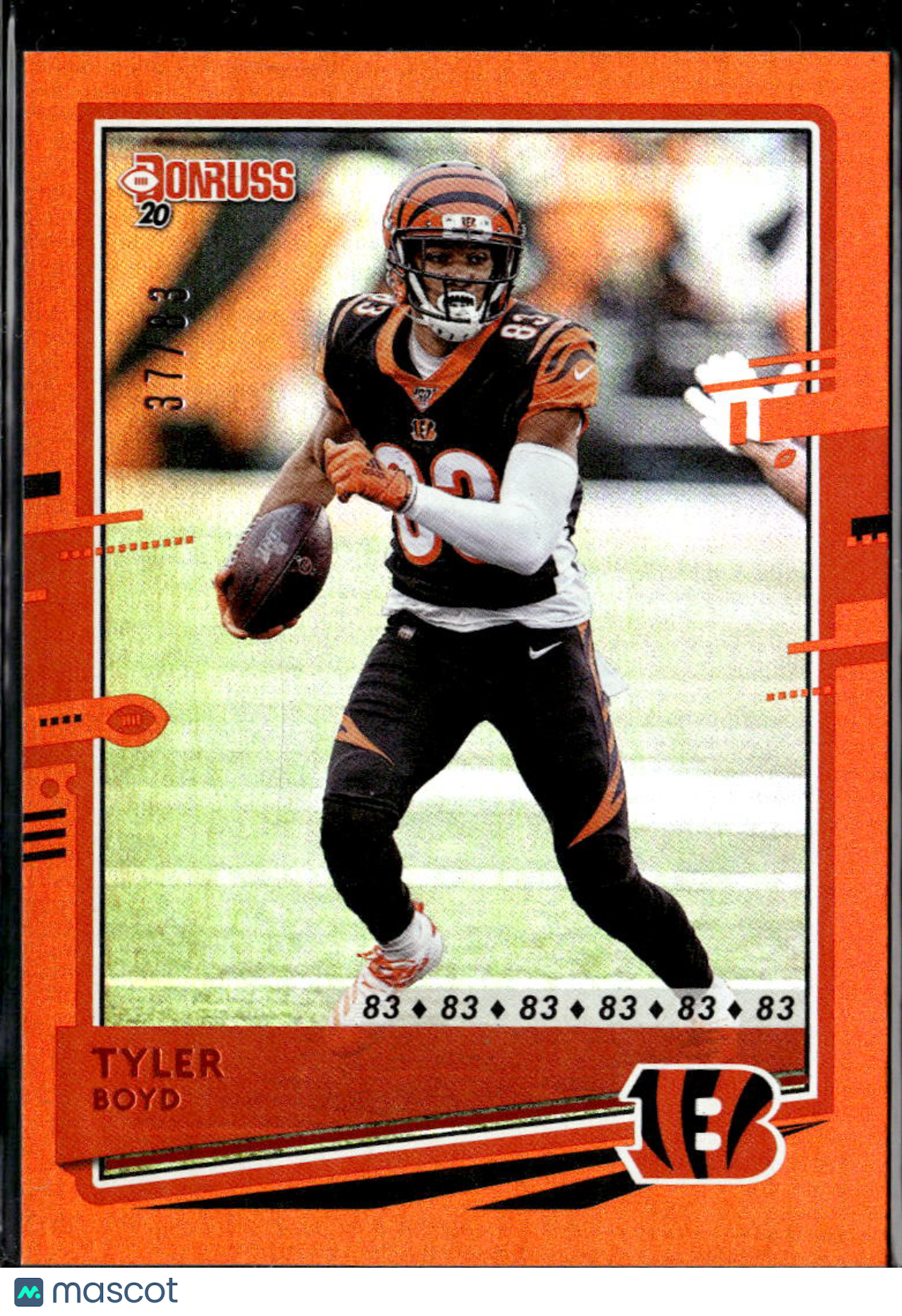 Tyler Boyd 2020 Donruss Orange Jersey Number 37/83 Cincinnati Bengals