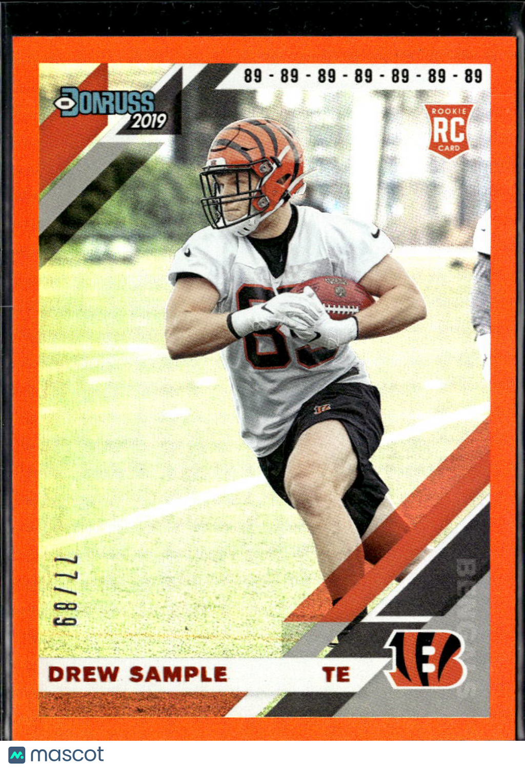 Drew Sample 2019 Donruss Rookie RC Orange 77/89 Cincinnati Bengals