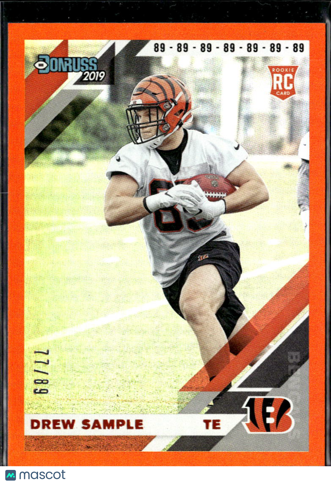 Drew Sample 2019 Donruss Rookie RC Orange 77/89 Cincinnati Bengals