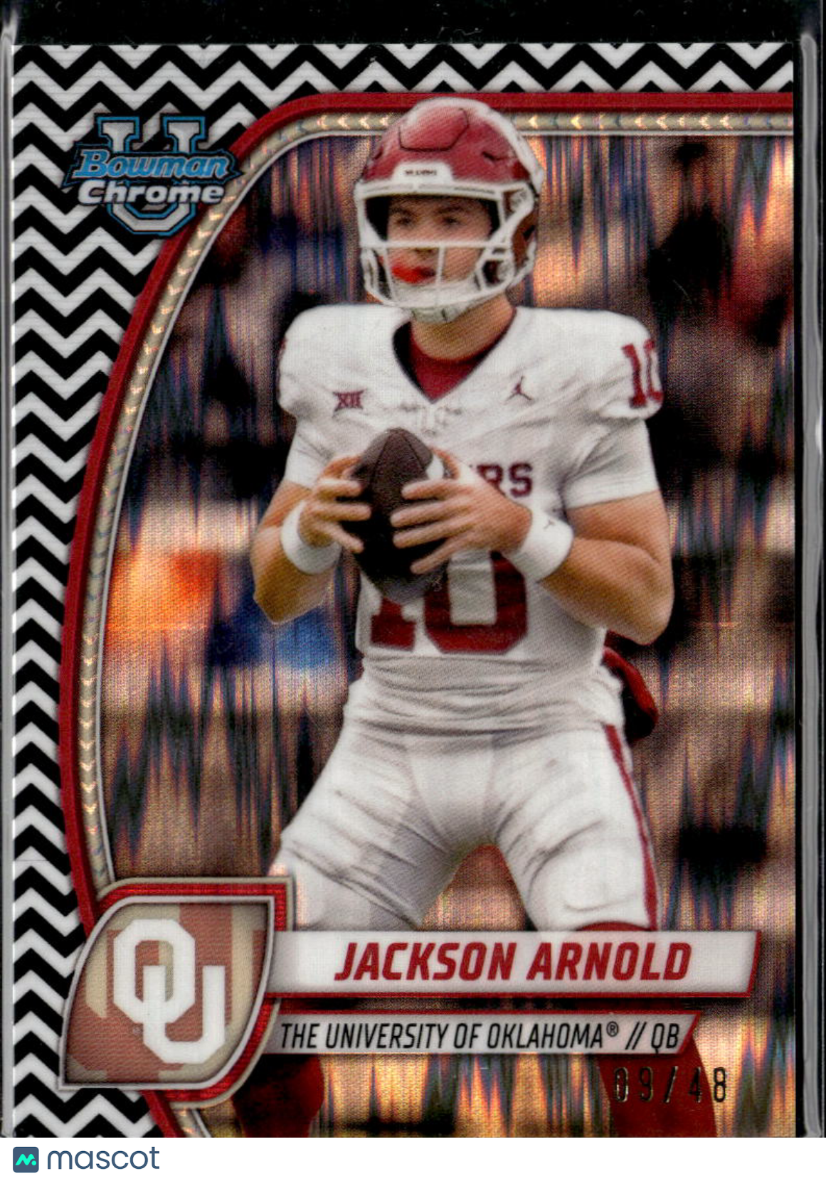 Jackson Arnold 2024 Bowman Chrome Black White RC 9/48 Oklahoma Sooners