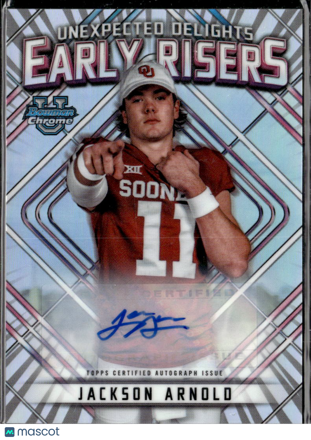 Jackson Arnold 2023 Bowman Chrome Risers Auto Autograph 9/99 Oklahoma Sooners