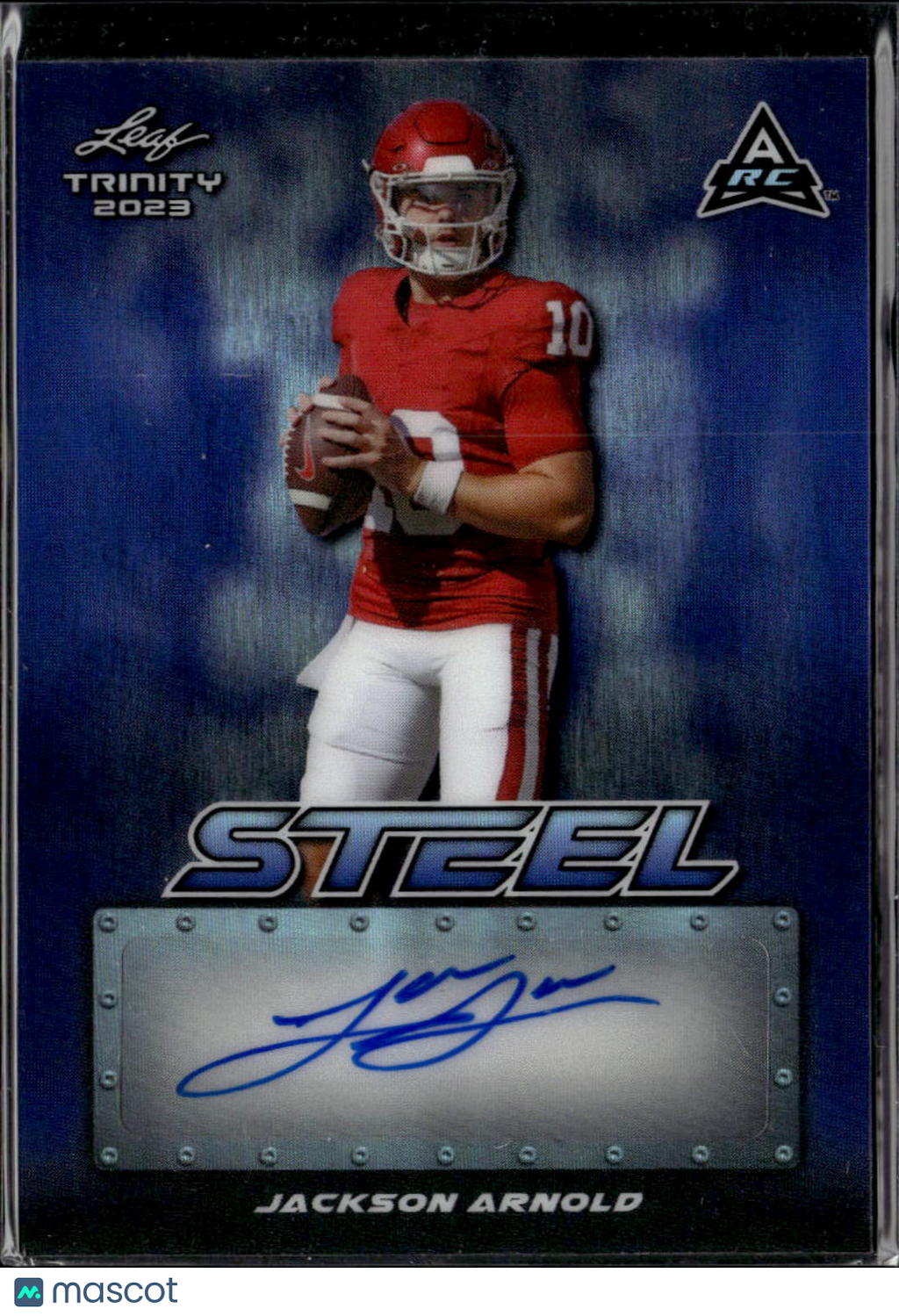 Jackson Arnold 2023 Leaf Trinity Steel Auto Autograph RC JERSEY # 10/49 Sooners