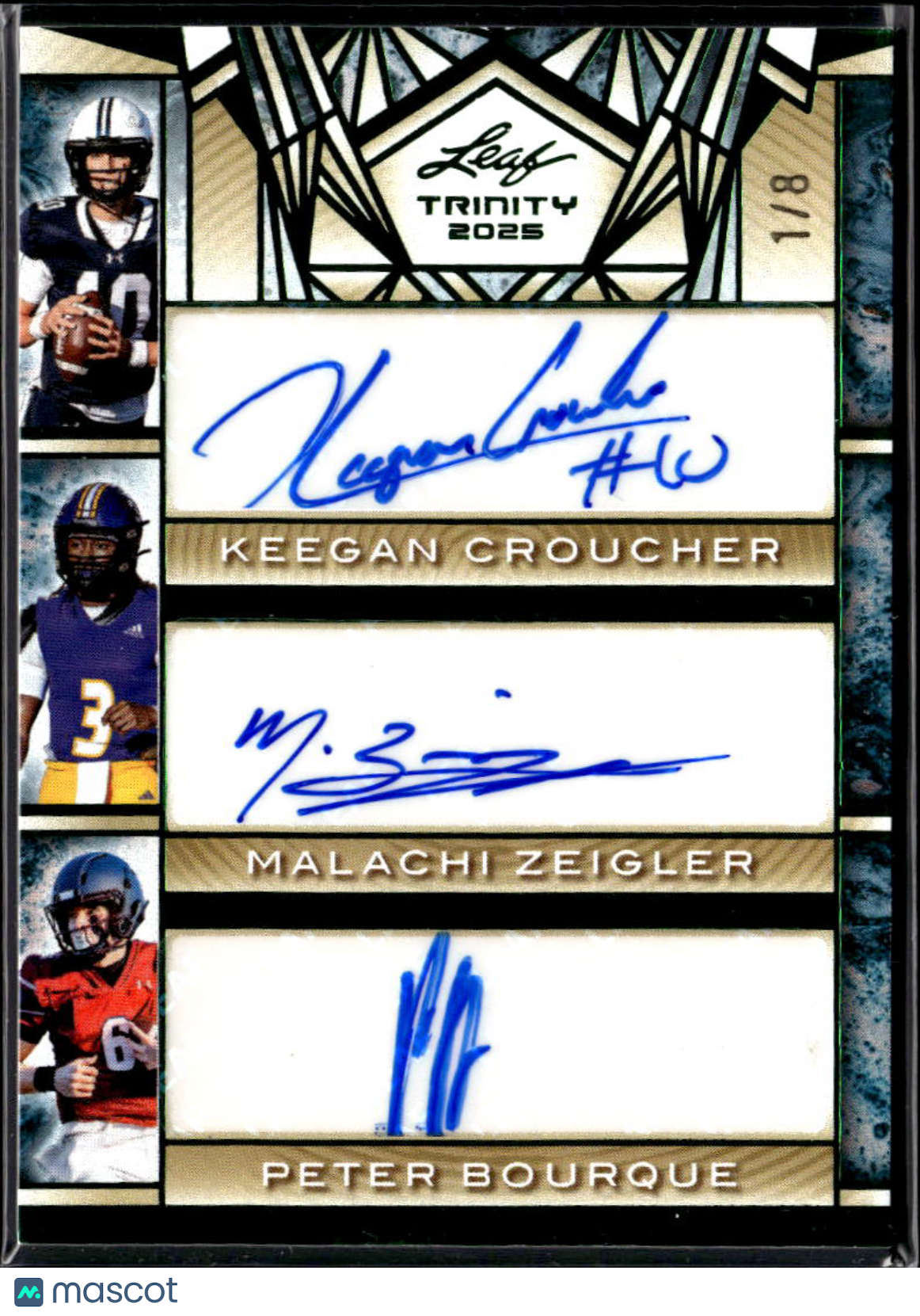 Keegan Croucher Malachi Zeigler Peter Bourque 2025 Leaf Trinity Auto Trios 1/8