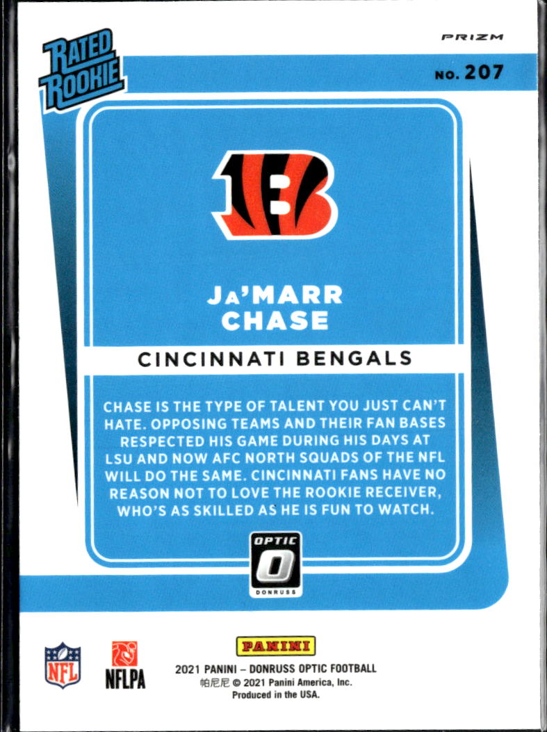 Ja'Marr Chase 2021 Optic Rated Rookie RC Blue Velocity Cincinnati Bengals