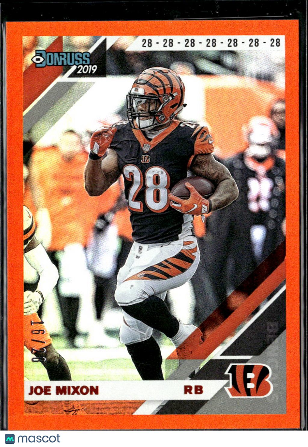 Joe Mixon 2019 Donruss Orange Jersey Number 16/28 Cincinnati Bengals