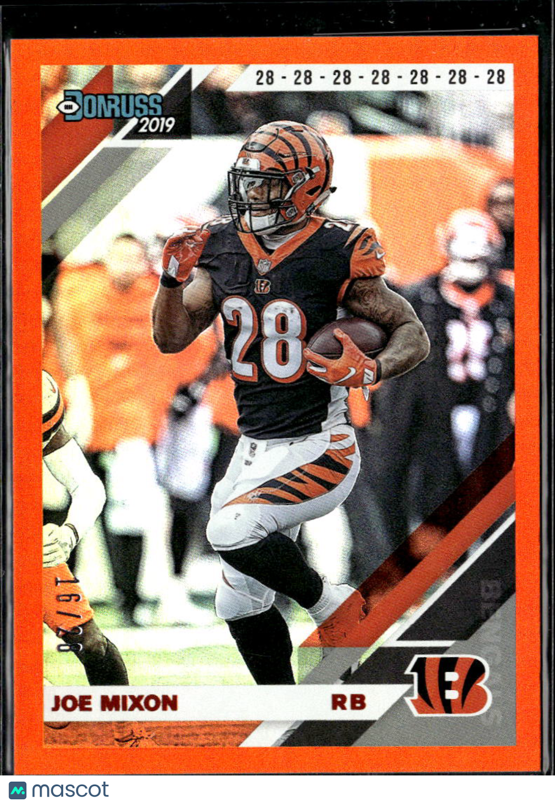 Joe Mixon 2019 Donruss Orange Jersey Number 16/28 Cincinnati Bengals