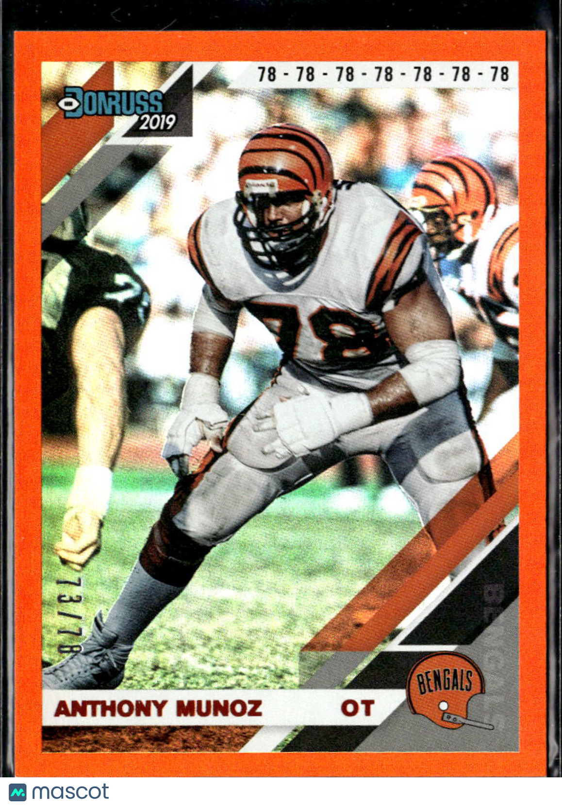 Anthony Munoz 2019 Donruss Orange Jersey Number 73/78 Cincinnati Bengals