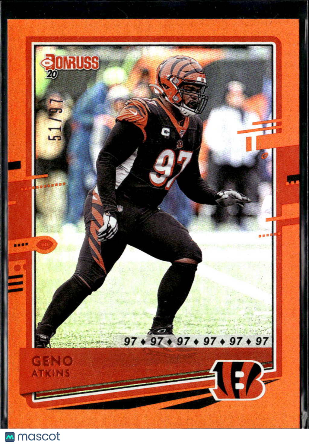 Geno Atkins 2020 Donruss Orange Jersey Number 51/97 Cincinnati Bengals