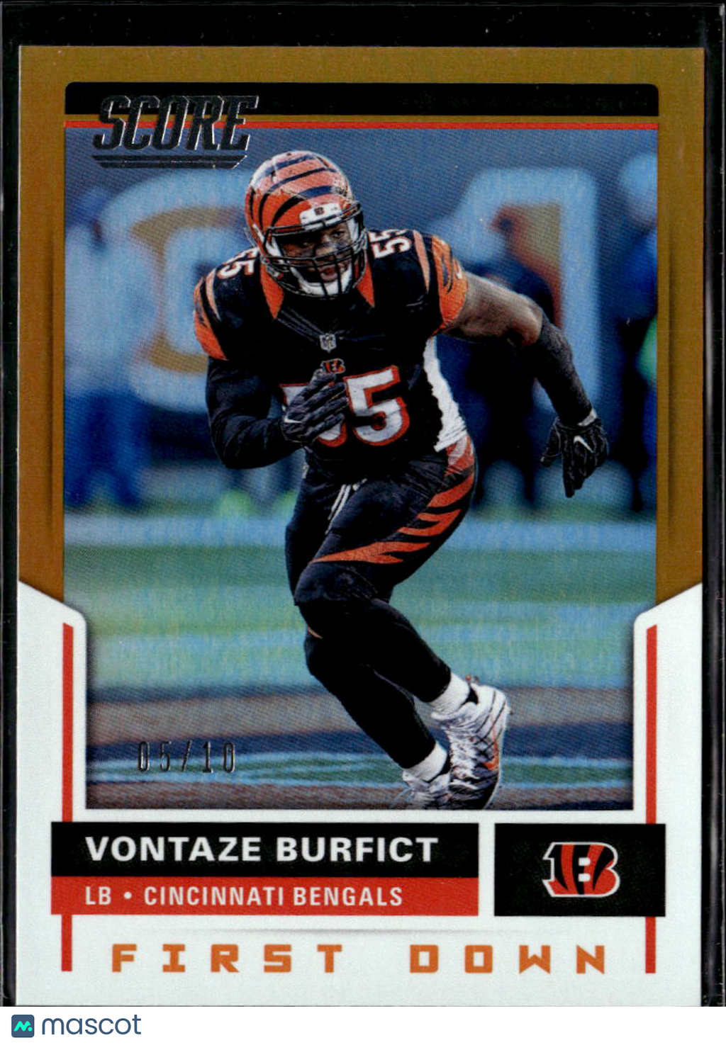 Vontaze Burfict 2017 Panini Score First Down Orange 5/10 Cincinnati Bengals