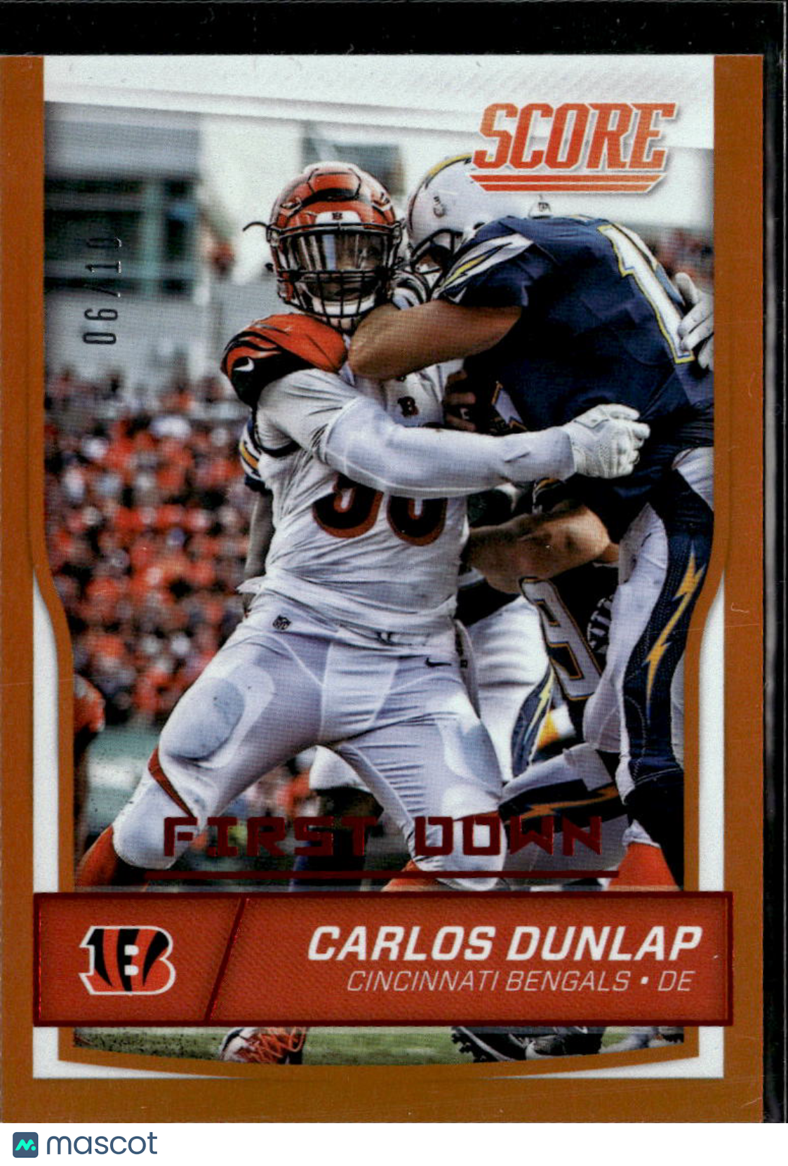 Carlos Dunlap 2016 Score First Down Orange 6/10 Cincinnati Bengals