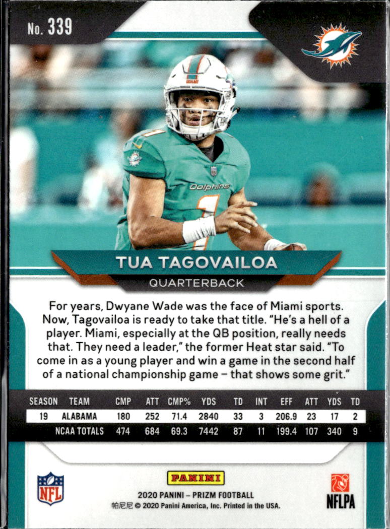 Tua Tagovailoa 2020 Prizm RC Black White Negative Rookie RC Miami Dolphins