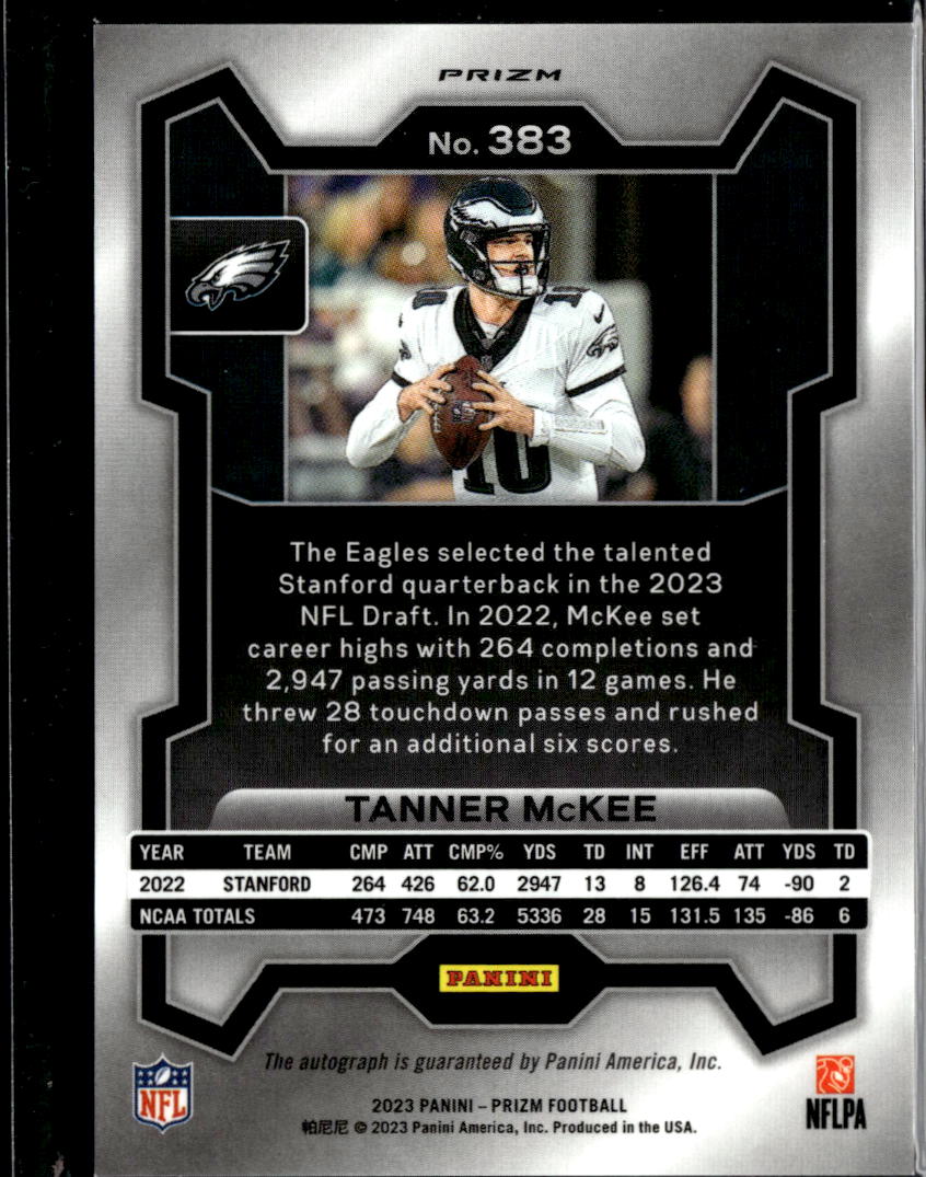 Tanner McKee 2023 Prizm Auto Autograh Silver Prizm RC Philadelphia Eagles