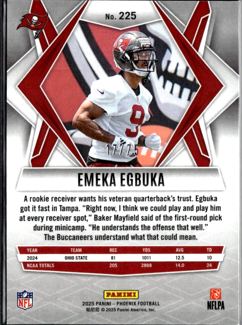 Emeka Egbuka 2025 Phoenix Pink Rookie RC 17/75 Tampa Bay Buccaneers