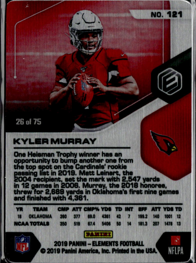 Kyler Murray 2019 Elements Rookie RC 26/75 Arizona Cardinals