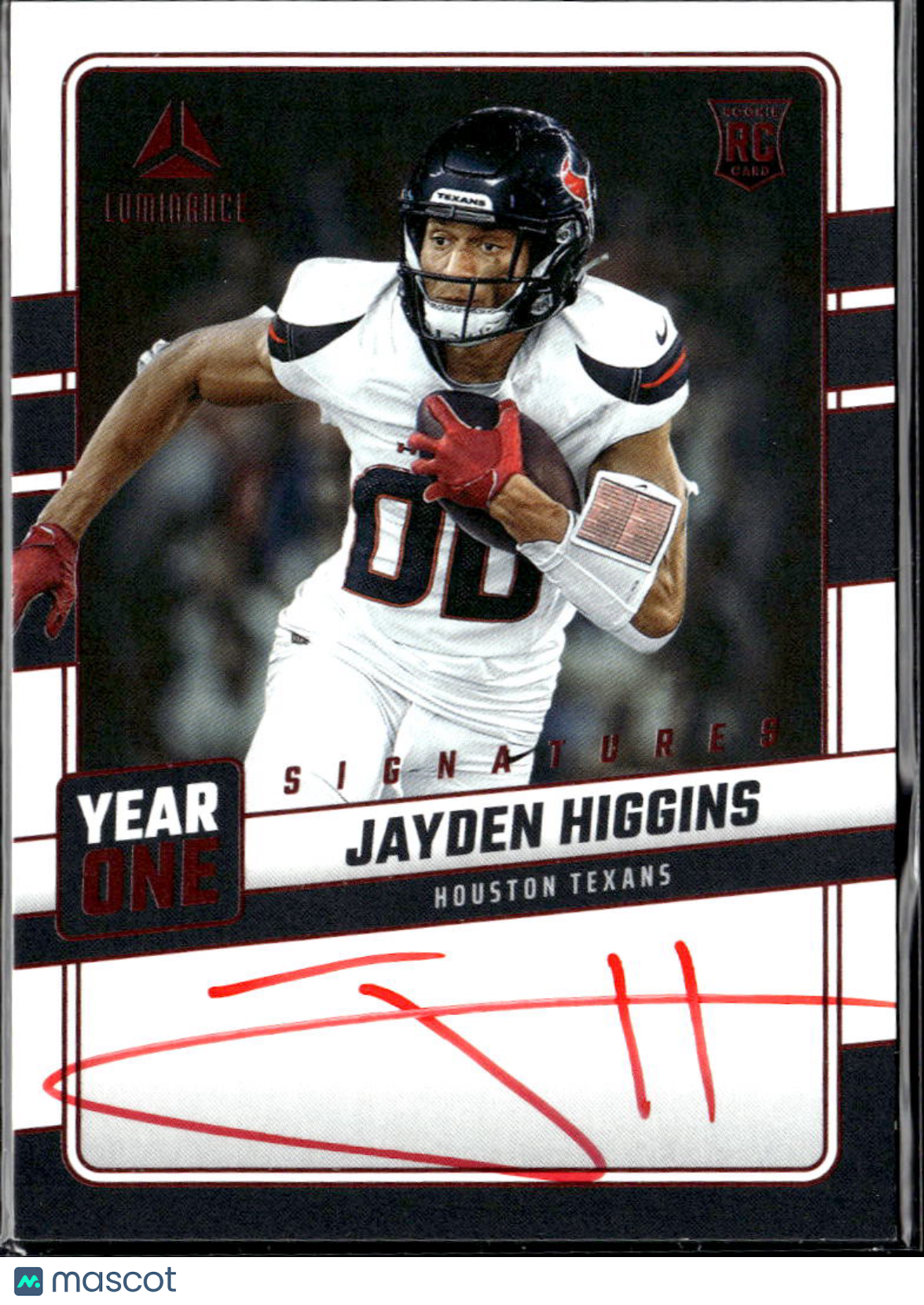 Jayden Higgins 2025 Luminance Year One Red Ink Auto Autograph RC Houston Texans