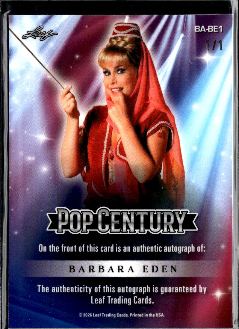 Barbara Eden 2026 Leaf Pop Century 1/1 Auto Autograph #BA-BE1