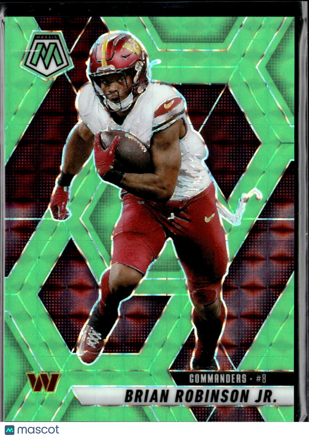 Brian Robinson Jr. 2025 Mosaic Green Fluorescent 9/10 Washington Commanders