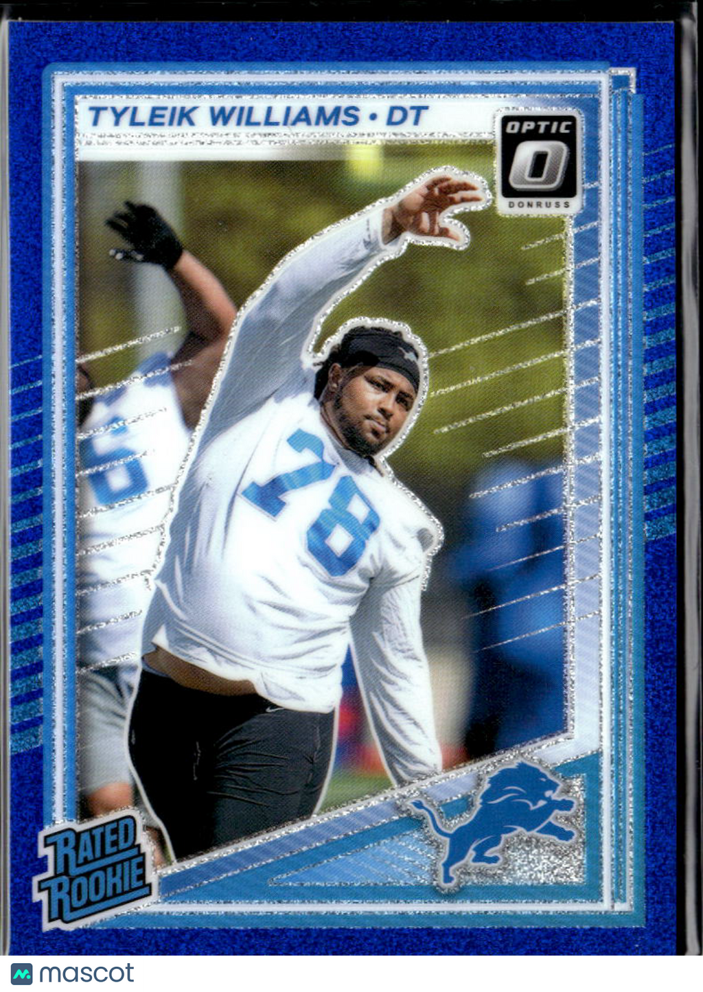 Tyleik Williams 2025 Optic Rated Rookie Blue Glitter RC SSP Detroit Lions