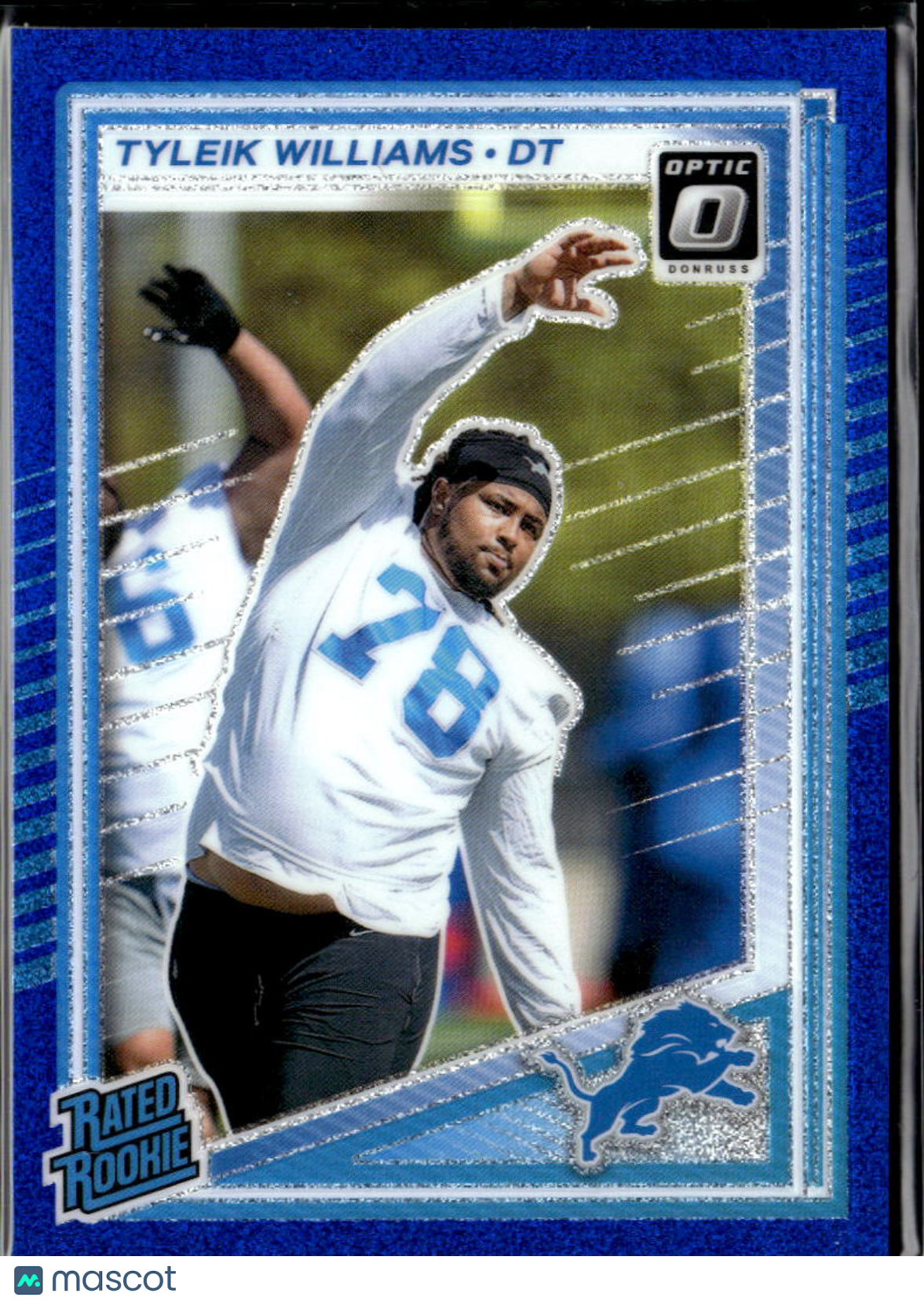 Tyleik Williams 2025 Optic Rated Rookie Blue Glitter RC SSP Detroit Lions