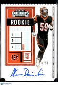 Akeem Davis-Gaither 2020 Contenders Auto Autograph Ticket Stub RC 14/59 Bengals