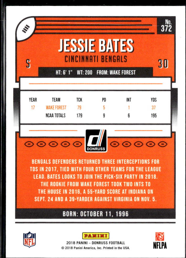 Jessie Bates 2018 Donruss GOLD Press Proof Rookie RC 7/50 Cincinnati Bengals