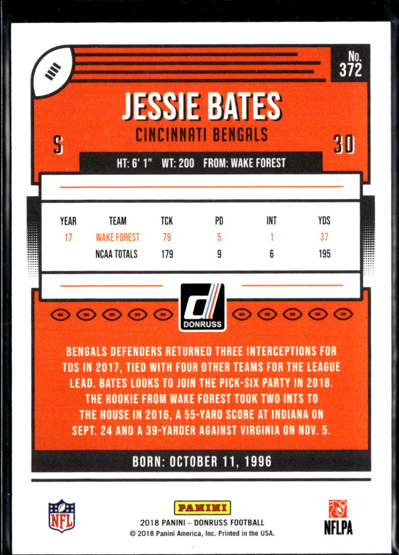 Jessie Bates 2018 Donruss Purple Stat Line 42/79 RC Cincinnati Bengals