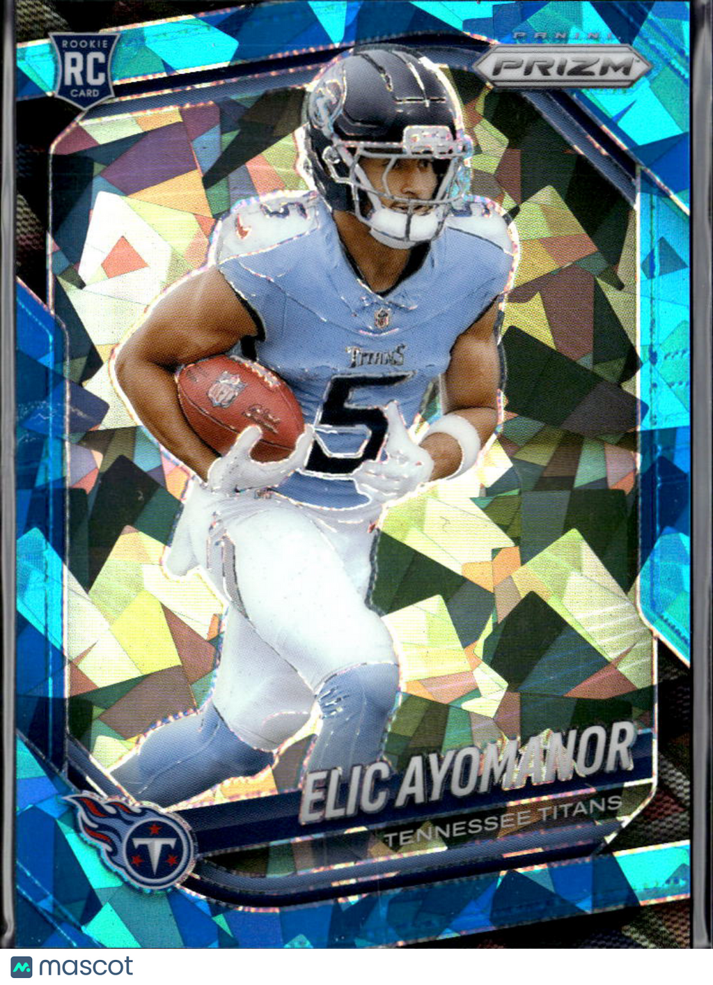 Elic Ayomanor 2025 Prizm Blue Ice Prizm Rookie RC 7/99 Tennessee Titans