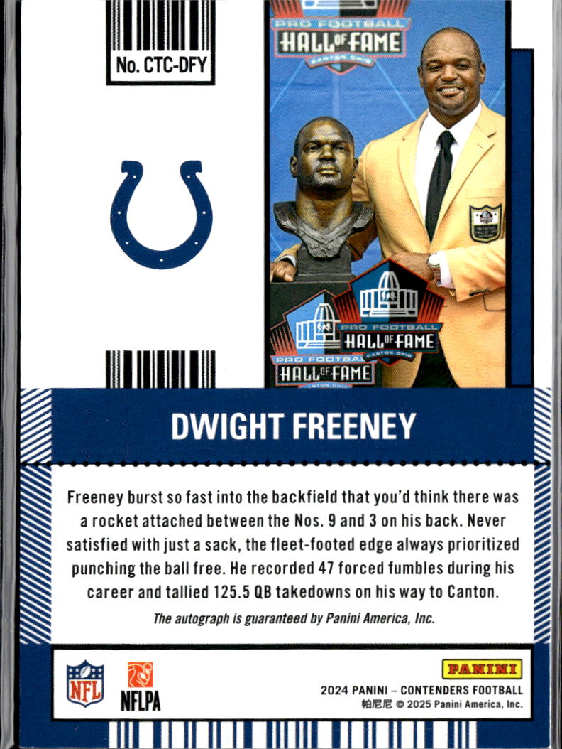 Dwight Freeney 2025 Contenders Canton Auto Autograph 16/50 Indianapolis Colts