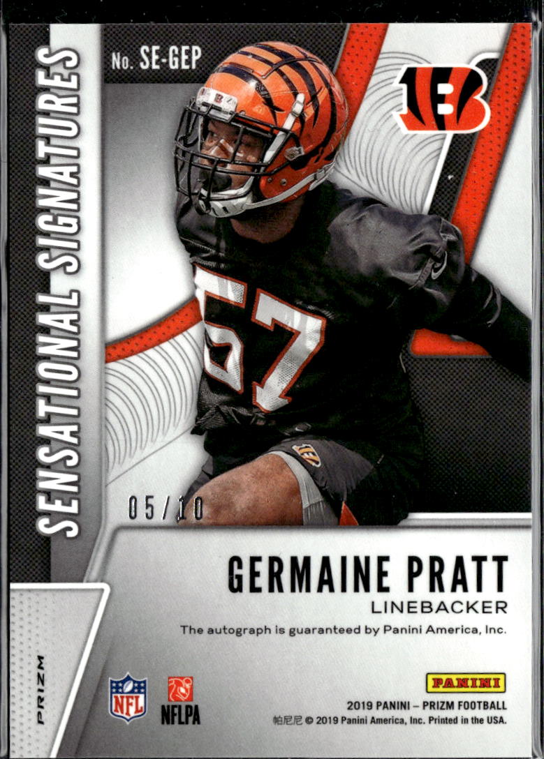 Germaine Pratt 2019 Prizm Auto Autograph GOLD RC 5/10 Cincinnati Bengals
