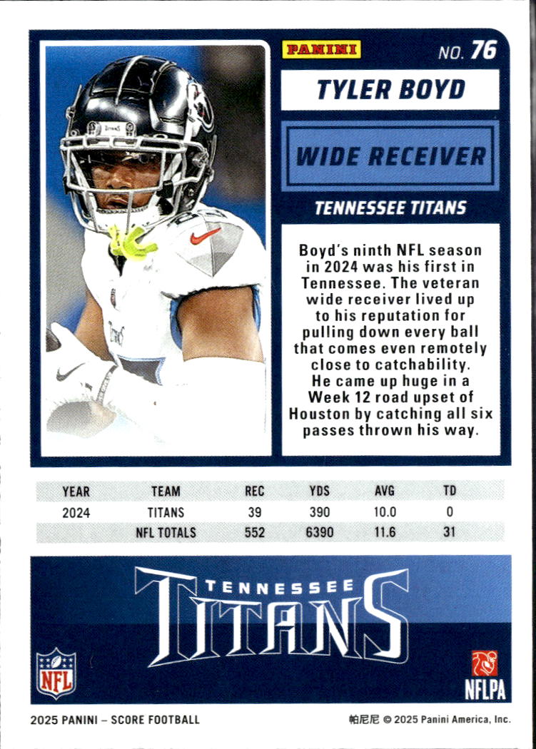 Tyler Boyd 2025 Score Extraterrestrial SSP Bengals Tennessee Titans