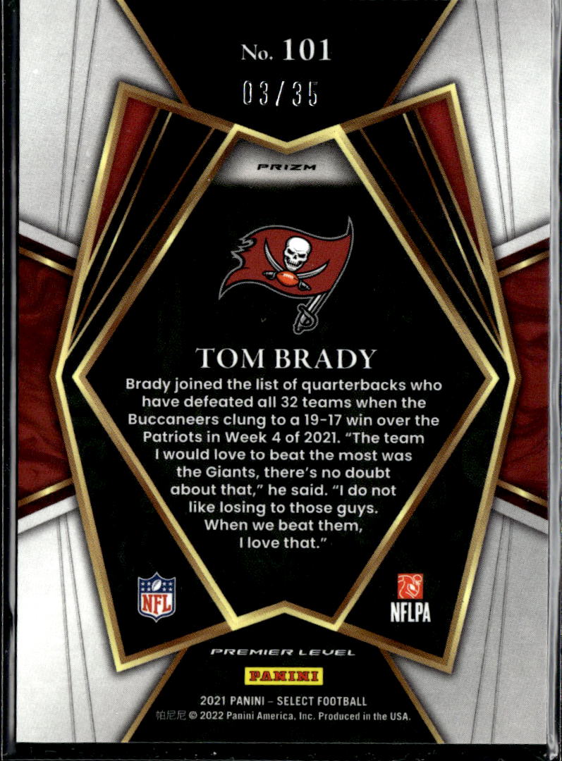 Tom Brady 2022 Select Premeir Level White Prizm 3/35 Tampa Bay Buccaneers