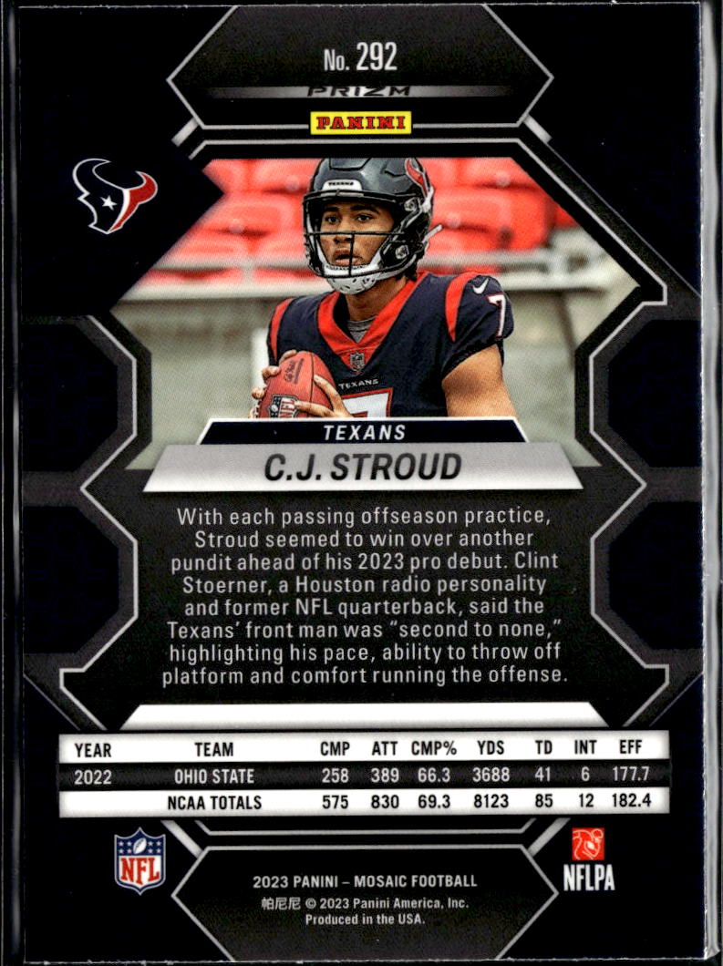 C.J. Stroud 2023 Mosaic Green Prizm Rookie RC Houston Texans