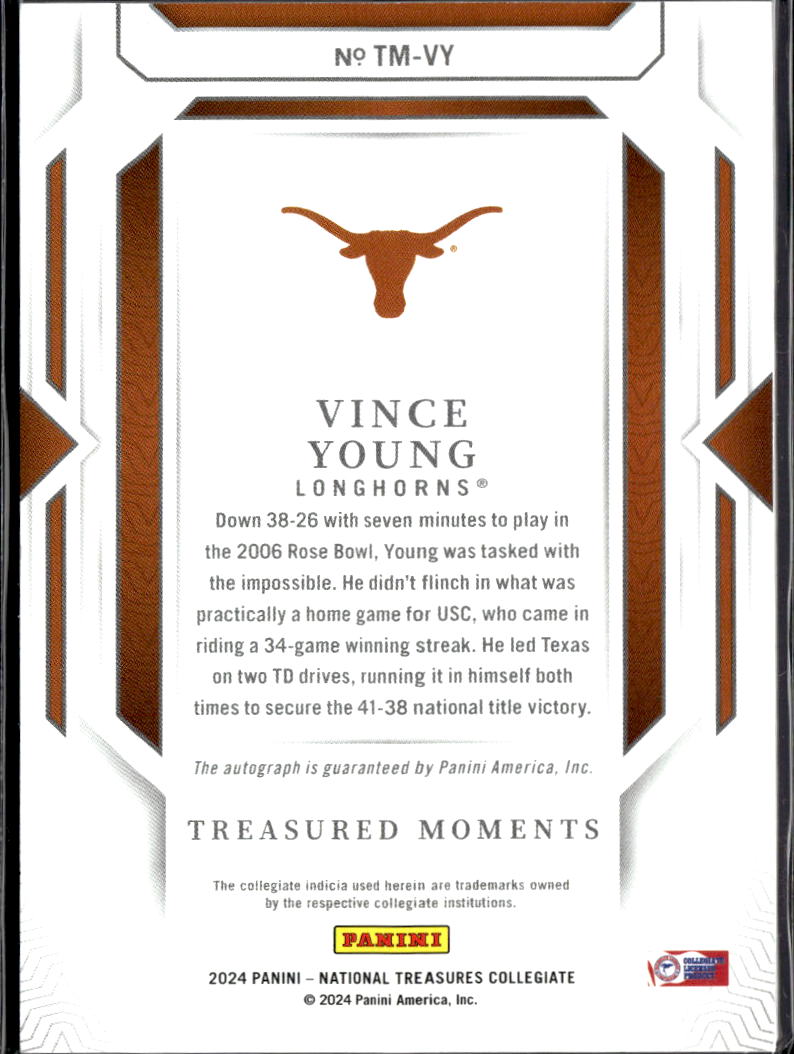 Vince Young 2024 National Treasures Auto Autograph 42/99 Texas Longhorns