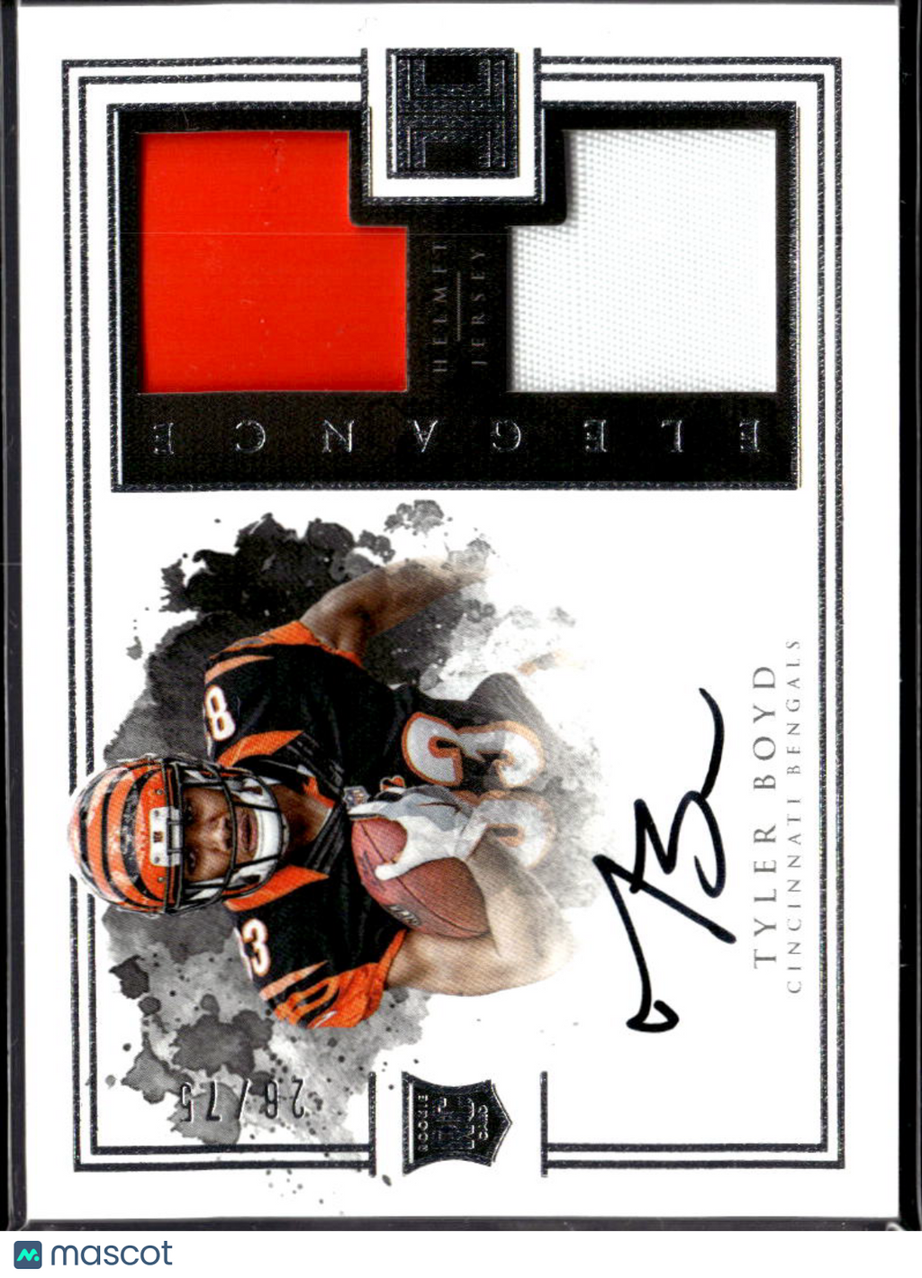 Tyler Boyd 2016 Impeccable Auto Autograph Helmet Patch RC 26/75 Bengals