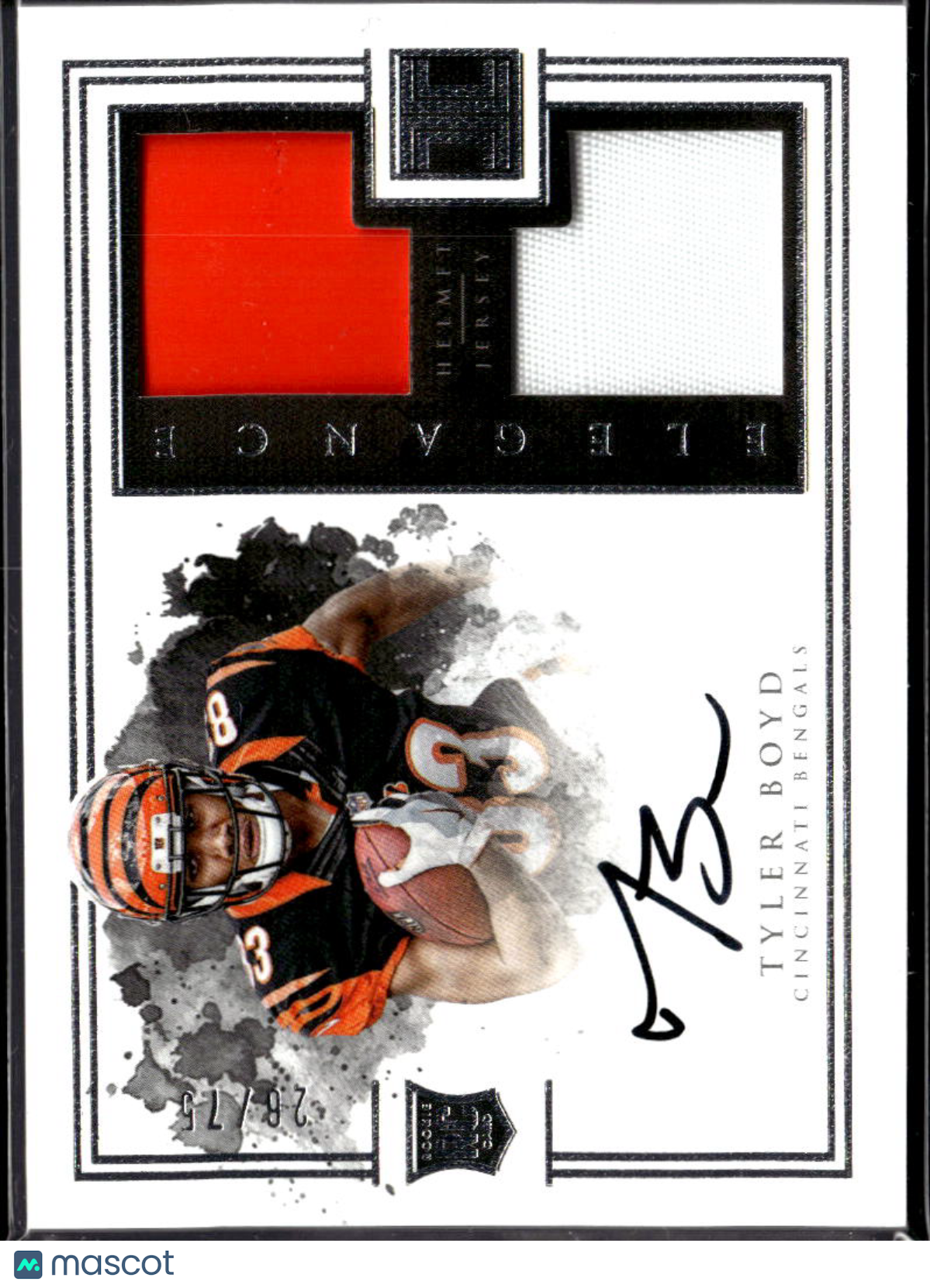 Tyler Boyd 2016 Impeccable Auto Autograph Helmet Patch RC 26/75 Bengals