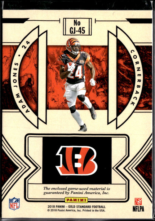 Adam Jones 2018 Gold Standard Game Worn Jersey Patch 125/125 Cincinnati Bengals